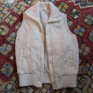 White Quilted Vest with Ribbed Trim
